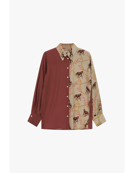 Chemise à motifs patch avec imprimé chevaux et pois « Dixie » - Ves...