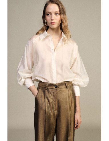 Camicia Ampia Con Maniche Balloon Abbottonatura Frontale Dixie