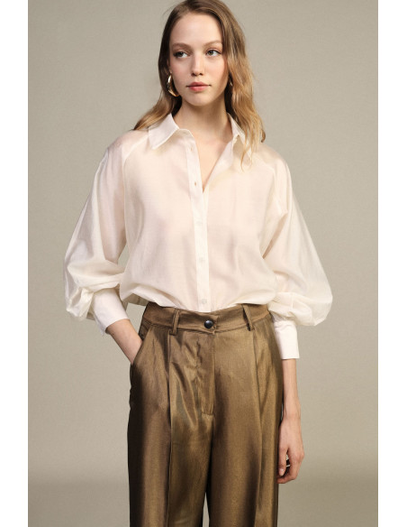 Chemise ample à manches ballon, boutonnée sur le devant, Dixie - Ve...