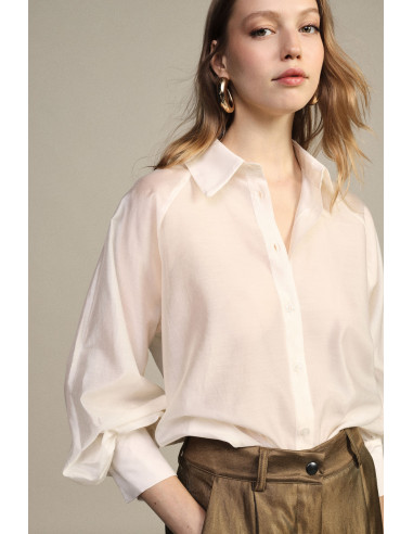 Dixie Loose-Fitting Shirt with Balloon Sleeves and Front Button-Up ...
