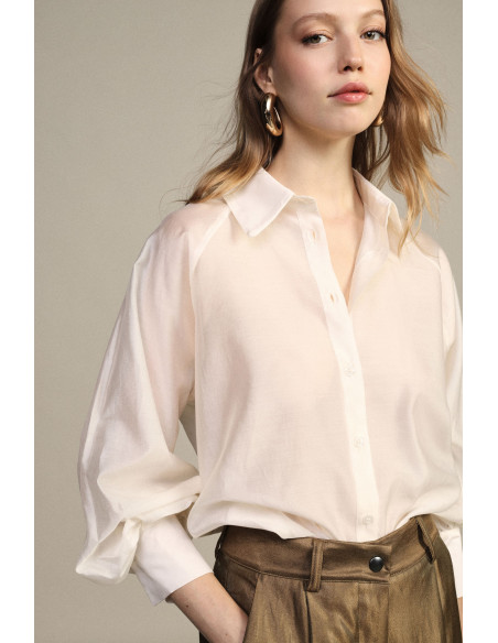 Dixie Loose-Fitting Shirt with Balloon Sleeves and Front Button-Up ...