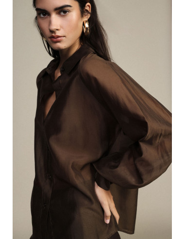 Dixie Loose-Fitting Shirt with Balloon Sleeves and Front Button-Up ...
