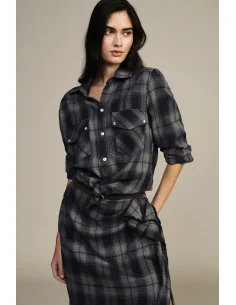 Camicia A Quadri Con Doppia Tasca E Nodo Frontale Dixie