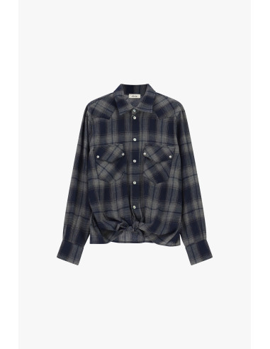 Camicia A Quadri Con Doppia Tasca E Nodo Frontale Dixie