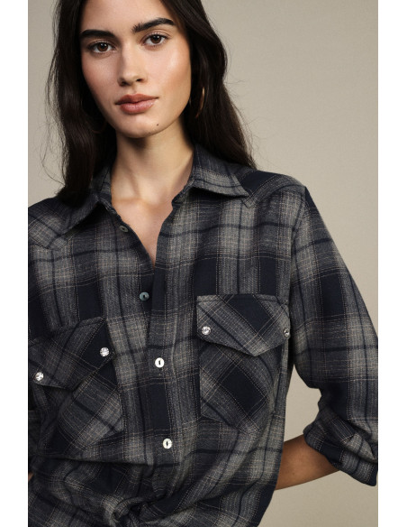 Camicia A Quadri Con Doppia Tasca E Nodo Frontale Dixie