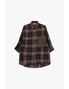 Camicia A Quadri Con Tasca E Colletto Contrasto Dixie 2