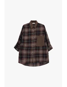 Plaid Blouse with Pocket and Contrasting Collar Dixie 2
