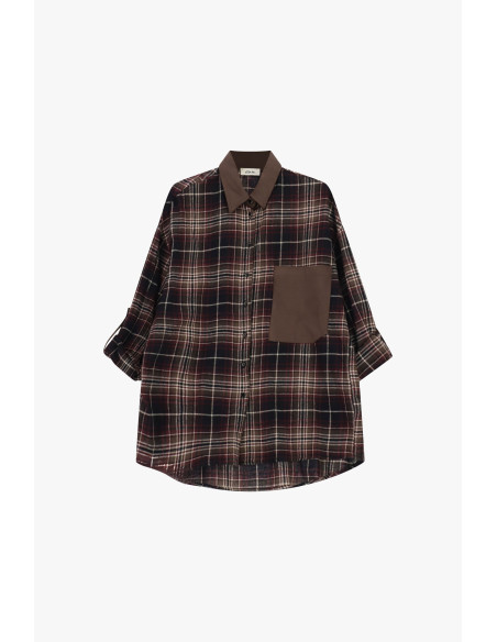 Camicia A Quadri Con Tasca E Colletto Contrasto Dixie