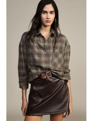 Camicia A Quadri Con Borchie E Tasca Frontale Dixie