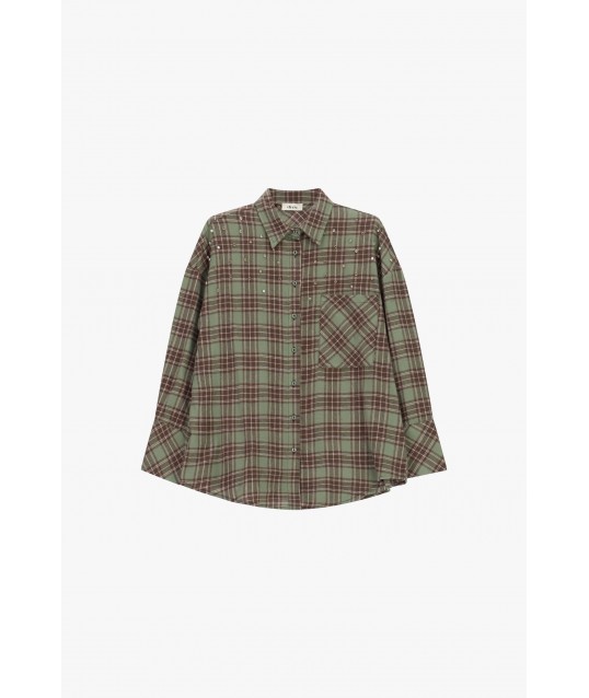 Camicia A Quadri Con Borchie E Tasca Frontale Dixie