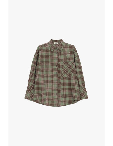 Camicia A Quadri Con Borchie E Tasca Frontale Dixie
