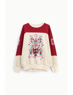 Crew-Neck Sweatshirt with Floral Print and Graphic Details Dixie 2