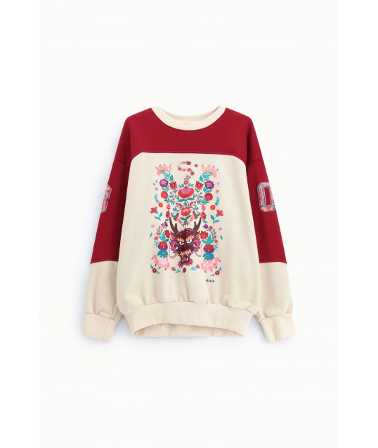 Sweat à col rond avec imprimé floral et détails graphiques Dixie