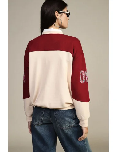 Crew-Neck Sweatshirt with Floral Print and Graphic Details Dixie