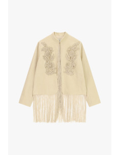 Dixie Eco-Fur Jacket with Floral Embroidery and Fringing - Vestiti ... 2