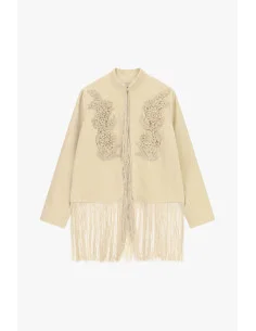 Veste en éco-fourrure avec broderie florale et franges Dixie 2