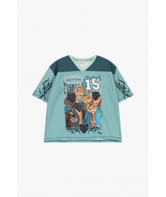 T-Shirt Maniche Corte Stampa Pantere E Tigri Dixie