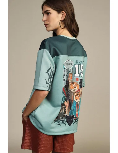 Short-Sleeve T-Shirt with Panther and Tiger Print Dixie