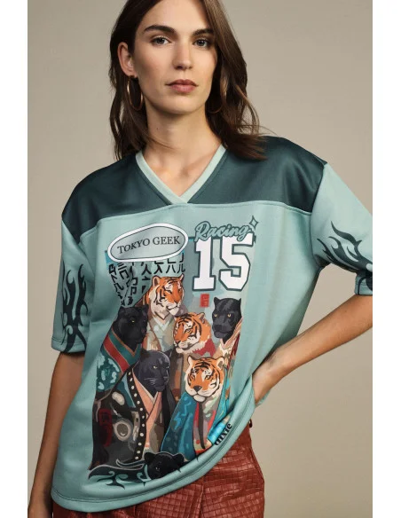 T-shirt à manches courtes imprimé panthères et tigres Dixie