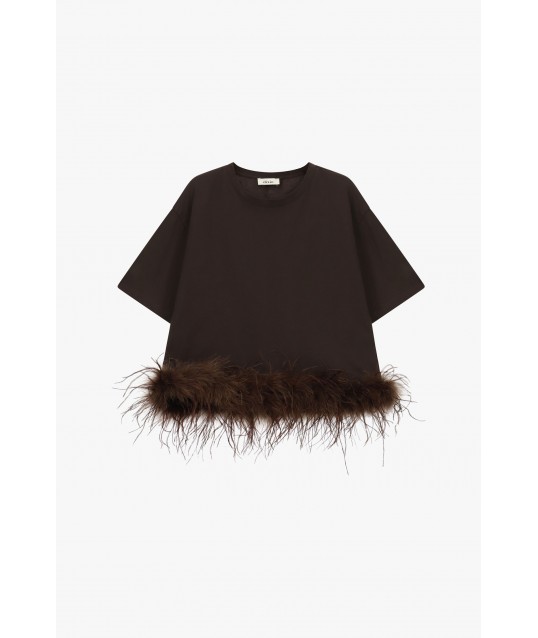 T-Shirt A Maniche Corte Con Piume Sul Fondo Dixie