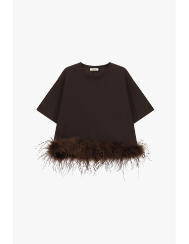 T-Shirt A Maniche Corte Con Piume Sul Fondo Dixie