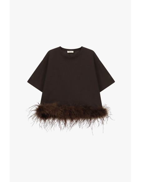T-shirt à manches courtes avec plumes au bas Dixie