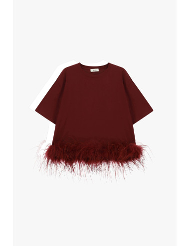 T-Shirt A Maniche Corte Con Piume Sul Fondo Dixie