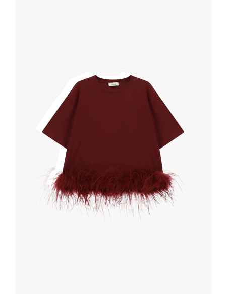 T-shirt à manches courtes avec plumes au bas Dixie