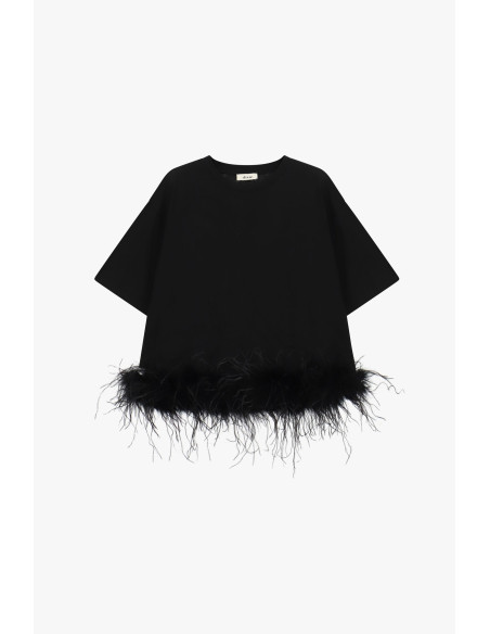 T-shirt à manches courtes avec plumes au bas Dixie