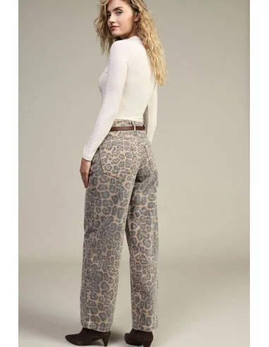 Eva Pantalon carotte imprimé animalier taille haute Dixie