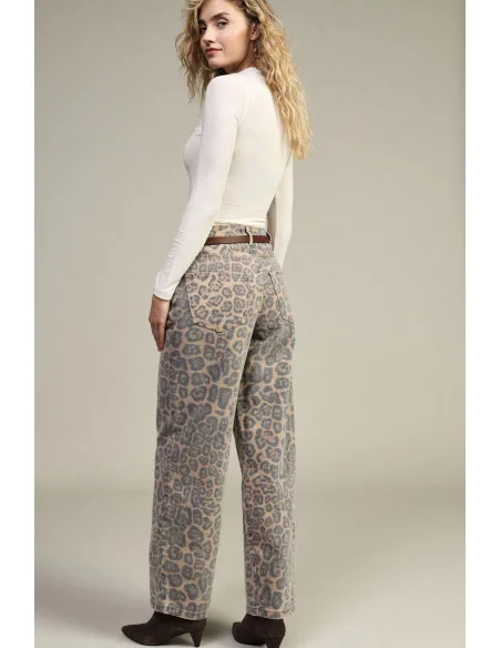 Eva Pantalon carotte imprimé animalier taille haute Dixie