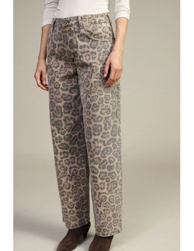 Eva Pantalon carotte imprimé animalier taille haute Dixie