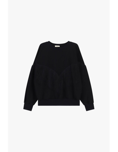 Dixie V-neck Crew-neck Sweatshirt with Decorative Fringing - Vestit...