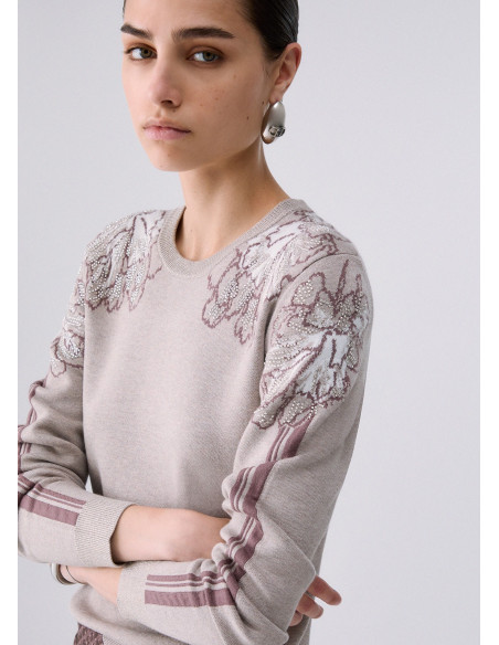 Pull jacquard à strass Liu Jo