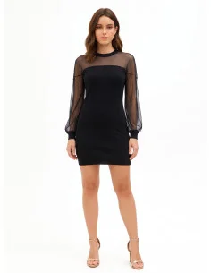 Robe courte en maille mélangée de laine avec empiècement en maille extensible « Rinascimento »