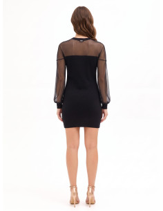 Abito Corto In Maglia Misto Lana Con Inserto In Rete Elasticizzata Rinascimento 2