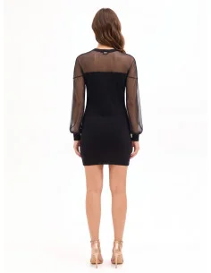 Rinascimento Short Knitted Dress in a Wool Blend with Stretch Mesh Insert 2