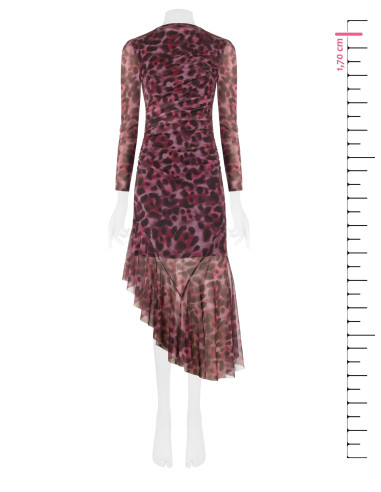 Robe midi asymétrique et drapée en tulle élastiqué à motifs tachetés « Rinascimento »