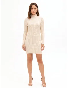 Robe en maille à rayures horizontales et verticales « Rinascimento »