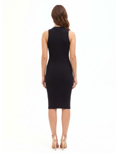 Ribbed Knit Sheath Dress with 3 Cut-outs and Rinascimento Jewelled Buttons 2