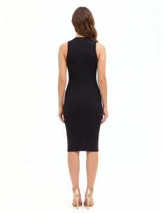 Ribbed Knit Sheath Dress with 3 Cut-outs and Rinascimento Jewelled Buttons 2