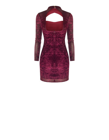 Short Chenille Dress with Gathered Sides and Rinascimento-Style Cut-Out