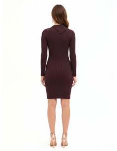 Rinascimento Ribbed Knit Sheath Dress with Buttons at the Neck 2
