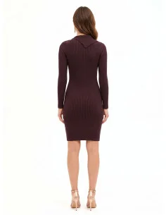 Rinascimento Ribbed Knit Sheath Dress with Buttons at the Neck 2