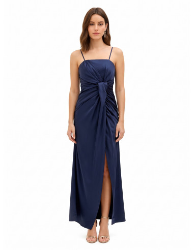 Long Satin Dress with Bow and Slit – Rinascimento
