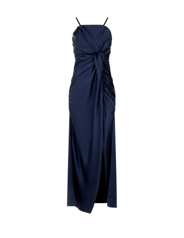 Robe longue en satin avec nœud et fente « Rinascimento »