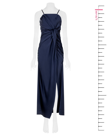 Long Satin Dress with Bow and Slit – Rinascimento