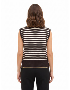 Gilet en maille rayée, mélange de viscose et de laine, avec bords en lurex « Rinascimento » 2
