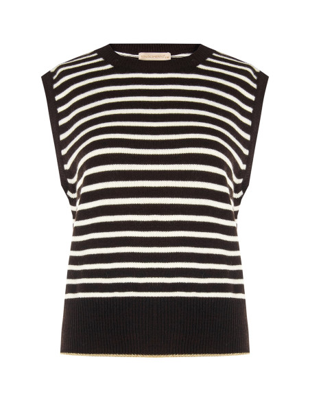 Gilet In Maglia A Righe Misto Viscosa E Lana Con Orli In Lurex Rinascimento