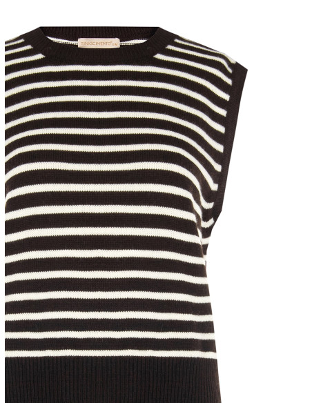 Striped Knitted Waistcoat in a Viscose and Wool Blend with Lurex Hemming – Rinascimento